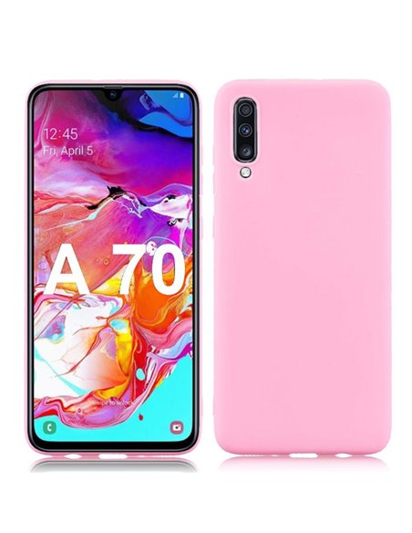 CUSTODIA per SAMSUNG GALAXY A70 (SM-A705), GALAXY A70s (SM-A707) IN GEL TPU SILICONE SLIM COLORE ROSA SATINATO