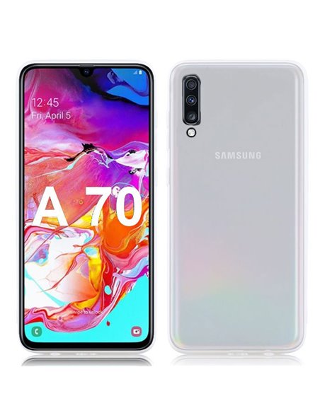 CUSTODIA per SAMSUNG GALAXY A70 (SM-A705), GALAXY A70s (SM-A707) IN GEL TPU SILICONE SLIM COLORE BIANCO SATINATO SEMITRASPARENTE