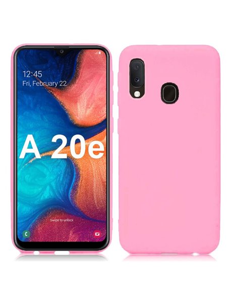 CUSTODIA per SAMSUNG GALAXY A20e (SM-A202) IN GEL TPU SILICONE SLIM COLORE ROSA SATINATO