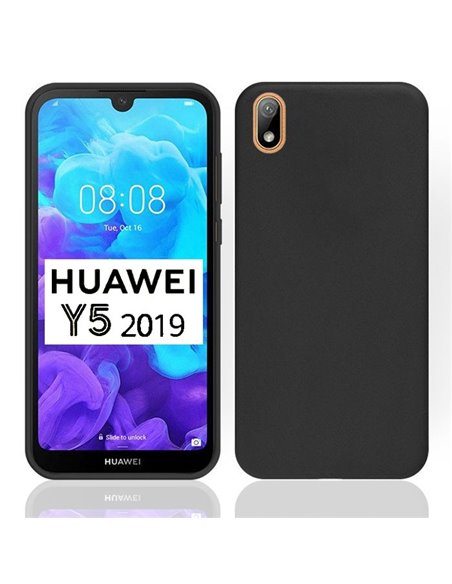 CUSTODIA per HUAWEI Y5 2019, HONOR 8S IN GEL TPU SILICONE SLIM COLORE NERO SATINATO