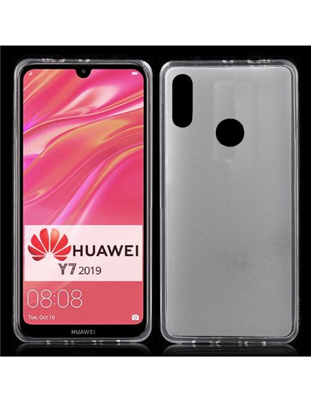 CUSTODIA per HUAWEI Y7 2019, Y7 PRIME 2019, Y7 PRO 2019 IN GEL TPU SILICONE COLORE BIANCO TRASPARENTE