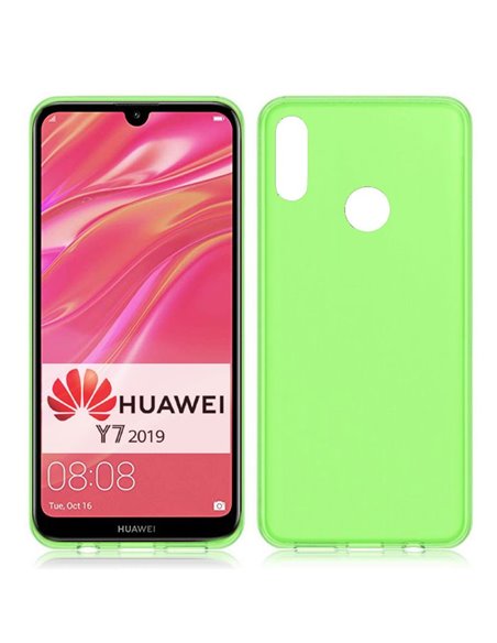 CUSTODIA per HUAWEI Y7 2019, Y7 PRIME 2019, Y7 PRO 2019 IN GEL TPU SILICONE COLORE VERDE TRASPARENTE