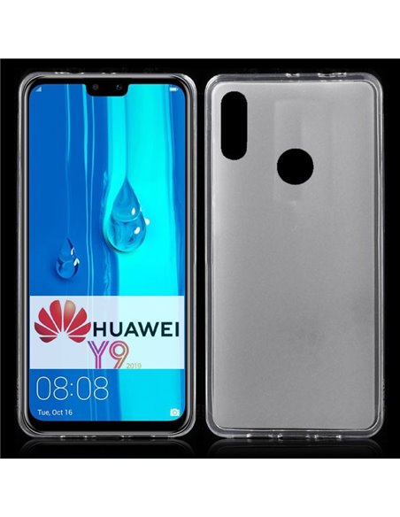 CUSTODIA per HUAWEI Y9 2019, ENJOY 9 PLUS IN GEL TPU SILICONE COLORE BIANCO TRASPARENTE