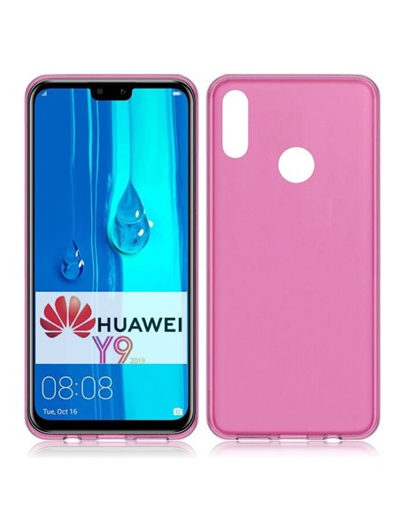 CUSTODIA per HUAWEI Y9 2019, ENJOY 9 PLUS IN GEL TPU SILICONE COLORE ROSA TRASPARENTE