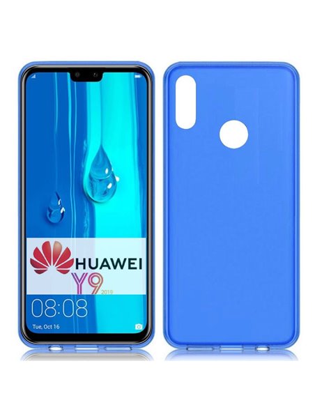 CUSTODIA per HUAWEI Y9 2019, ENJOY 9 PLUS IN GEL TPU SILICONE COLORE BLU TRASPARENTE