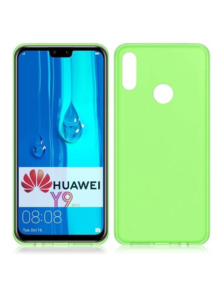 CUSTODIA per HUAWEI Y9 2019, ENJOY 9 PLUS IN GEL TPU SILICONE COLORE VERDE TRASPARENTE