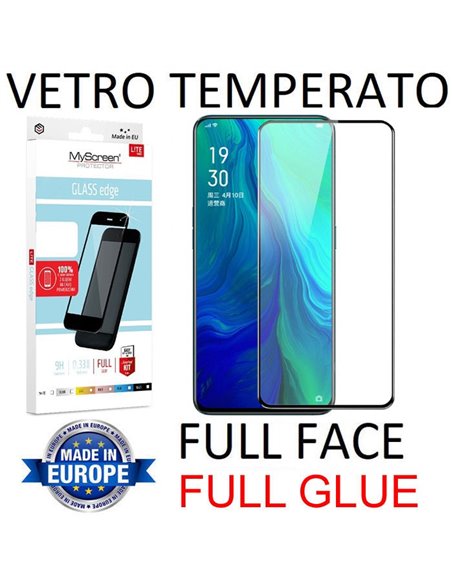 PELLICOLA per OPPO RENO (6.4') - IN VETRO TEMPERATO FULL FACE 9H - FULL GLUE 0,33mm CON CORNICE COLORE NERO MYSCREEN LITE