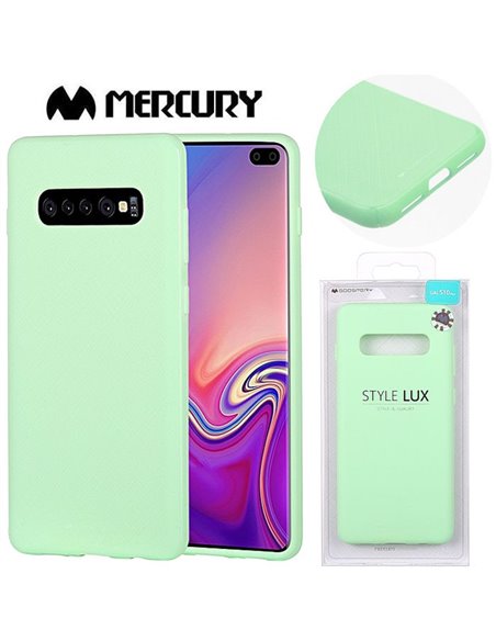 CUSTODIA per SAMSUNG GALAXY S10 PLUS (SM-G975) IN GEL TPU SILICONE COLORE VERDE ACQUA ALTA QUALITA' MERCURY STYLE LUX BLISTER