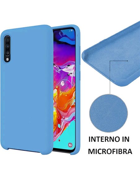 CUSTODIA per SAMSUNG GALAXY A70 (SM-A705), GALAXY A70s (SM-A707) IN SILICONE CON EFFETTO SOFT TOUCH ED INTERNO IN MICROFIBRA BLU