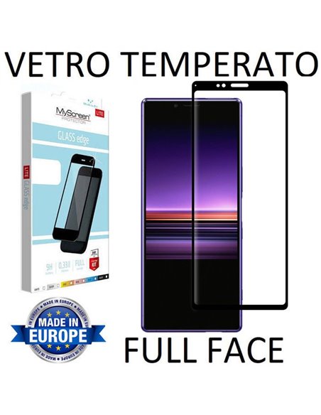 PELLICOLA per SONY XPERIA 1 - PROTEGGI DISPLAY VETRO TEMPERATO FULL FACE 9H 0,33mm CON CORNICE NERA MYSCREEN LITE