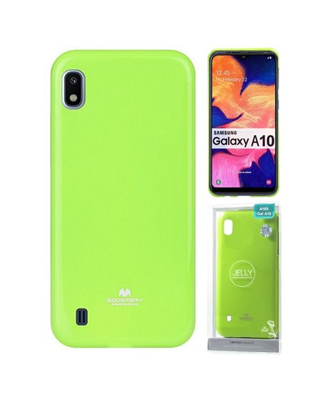 CUSTODIA per SAMSUNG GALAXY A10 (SM-A105) IN GEL TPU SILICONE COLORE VERDE LUCIDO CON GLITTER ALTA QUALITA' MERCURY BLISTER