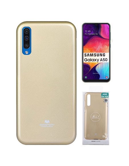 CUSTODIA per SAMSUNG GALAXY A50 (SM-A505), A30s (SM-A307), A50s (SM-A507) IN GEL TPU ORO LUCIDO CON GLITTER ALTA QUALITA' MERCUR