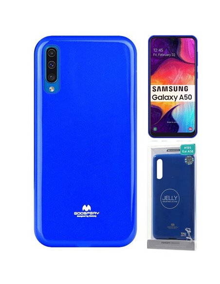 CUSTODIA per SAMSUNG GALAXY A50 (SM-A505), A30s (SM-A307), A50s (SM-A507) IN GEL TPU BLU LUCIDO CON GLITTER ALTA QUALITA' MERCUR