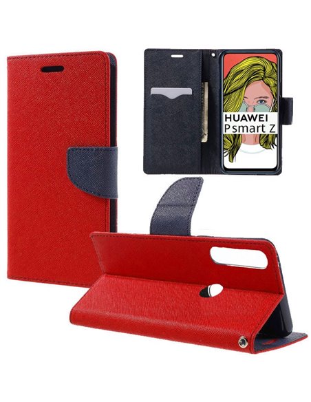 CUSTODIA per HUAWEI P SMART Z - FLIP ORIZZONTALE CON INTERNO IN TPU, STAND E CHIUSURA MAGNETICA COLORE ROSSO