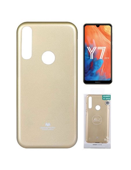 CUSTODIA per HUAWEI Y7 2019, Y7 PRIME 2019, Y7 PRO 2019 IN GEL TPU SILICONE COLORE ORO LUCIDO CON GLITTER ALTA QUALITA' MERCURY