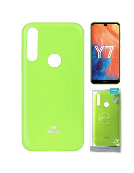 CUSTODIA per HUAWEI Y7 2019, Y7 PRIME 2019, Y7 PRO 2019 IN GEL TPU SILICONE COLORE VERDE LUCIDO CON GLITTER ALTA QUALITA' MERCUR