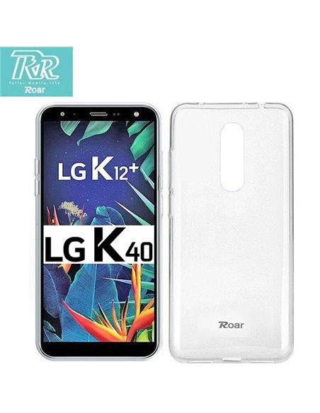 CUSTODIA per LG K40, K40 DUAL SIM, K12+, X4 (2019) IN GEL TPU SILICONE TRASPARENTE ALTA QUALITA' ROAR COLORFUL BLISTER