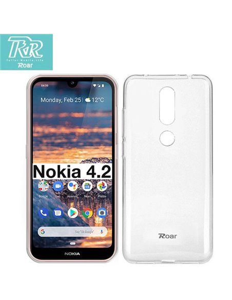 CUSTODIA per NOKIA 4.2 (5.71') IN GEL TPU SILICONE TRASPARENTE ALTA QUALITA' ROAR COLORFUL BLISTER