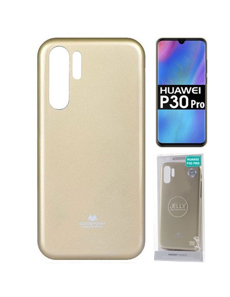 CUSTODIA per HUAWEI P30 PRO, P30 PRO NEW EDITION - IN GEL TPU SILICONE COLORE ORO LUCIDO CON GLITTER ALTA QUALITA' MERCURY