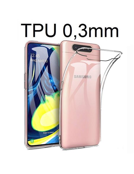 CUSTODIA per SAMSUNG GALAXY A80 (SM-A805), A90 IN GEL TPU SILICONE ULTRA SLIM 0,3mm TRASPARENTE