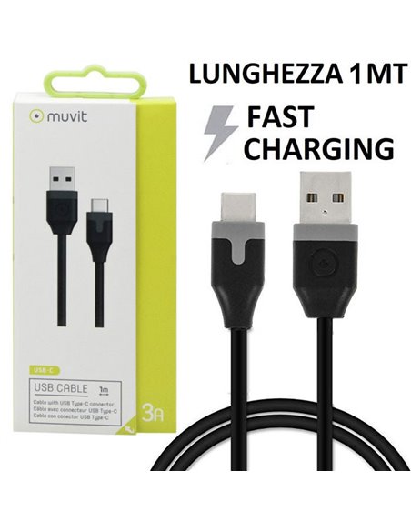 CAVO USB TYPE-C 3.1 - LUNGHEZZA 1 MT COLORE NERO MUVIT MUUSC0147 BLISTER
