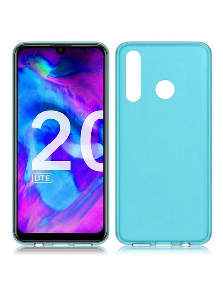 CUSTODIA per HUAWEI HONOR 20 LITE, P SMART PLUS 2019, HONOR 20e IN GEL TPU SILICONE COLORE AZZURRO TRASPARENTE