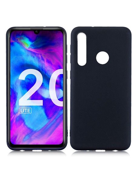 CUSTODIA per HUAWEI HONOR 20 LITE, P SMART PLUS 2019, HONOR 20e IN GEL TPU SILICONE SLIM COLORE NERO SATINATO