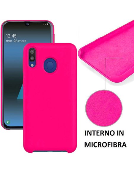 CUSTODIA per SAMSUNG GALAXY A40 (SM-A405) IN SILICONE CON EFFETTO SOFT TOUCH ED INTERNO IN MICROFIBRA COLORE FUCSIA