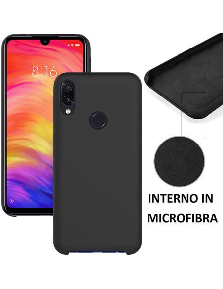 CUSTODIA per XIAOMI REDMI 7, REDMI Y3 IN SILICONE CON EFFETTO SOFT TOUCH ED INTERNO IN MICROFIBRA COLORE NERO