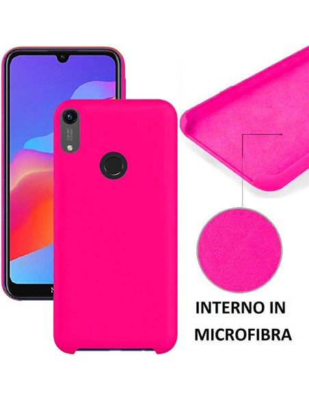 CUSTODIA per HUAWEI Y6s (2019), HONOR 8A IN SILICONE CON EFFETTO SOFT TOUCH ED INTERNO IN MICROFIBRA COLORE FUCSIA