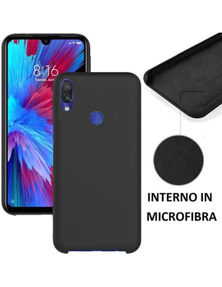 CUSTODIA per XIAOMI REDMI NOTE 7, REDMI NOTE 7 PRO IN SILICONE CON EFFETTO SOFT TOUCH ED INTERNO IN MICROFIBRA COLORE NERO