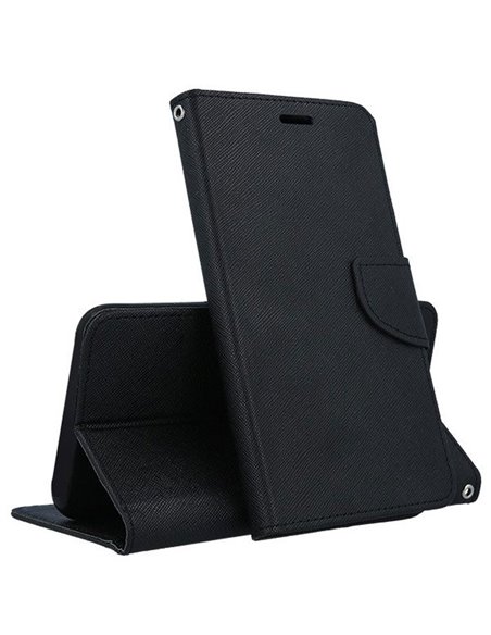 CUSTODIA per SAMSUNG GALAXY A60 (SM-A606), GALAXY M40 (SM-M405) - FLIP ORIZZONTALE CON INTERNO IN TPU E PORTA CARTE COLORE NERO