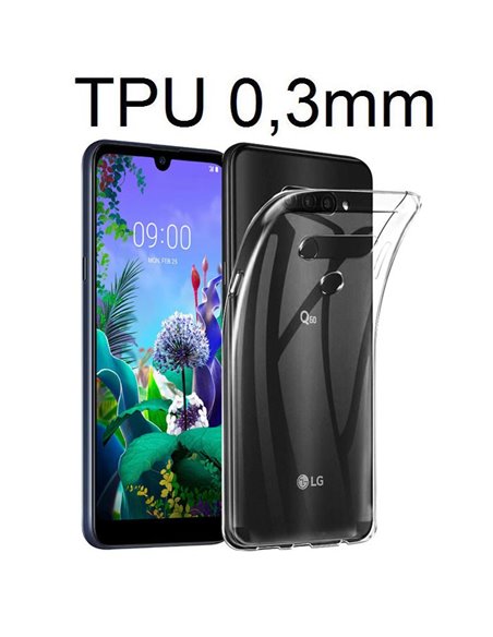 CUSTODIA per LG Q60, K50 IN GEL TPU SILICONE ULTRA SLIM TRASPARENTE 0,3mm