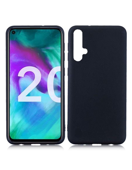 CUSTODIA per HUAWEI HONOR 20, NOVA 5T IN GEL TPU SILICONE SLIM COLORE NERO SATINATO