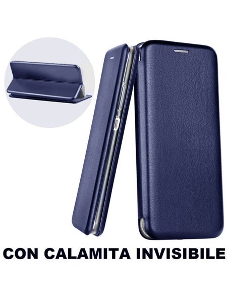 CUSTODIA per LG K40, K12+, X4 (2019) - FLIP ORIZZONTALE SIMILPELLE CON CHIUSURA MAGNETICA INVISIBILE ED INTERNO IN TPU BLU