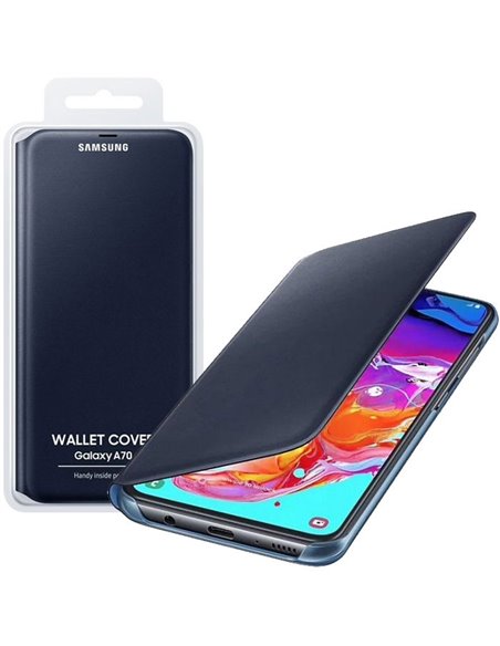 CUSTODIA ORIGINALE per SAMSUNG GALAXY A70 (SM-A705) - WALLET COVER COLORE NERO EF-WA705PBEGWW BLISTER