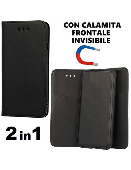 CUSTODIA per SAMSUNG GALAXY A40 (SM-A405) - FLIP ORIZZONTALE SIMILPELLE + BACK IN TPU CON CHIUSURA MAGNETICA INVISIBILE COLORE N