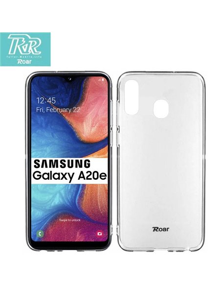 CUSTODIA per SAMSUNG GALAXY A20e (SM-A202) IN GEL TPU TRASPARENTE ALTA QUALITA' ROAR COLORFUL BLISTER