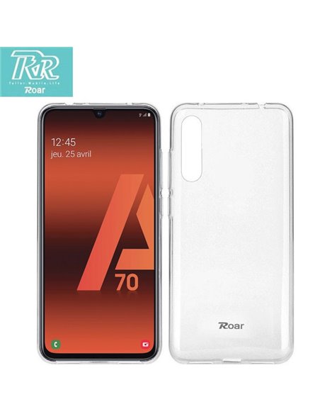 CUSTODIA per SAMSUNG GALAXY A70 (SM-A705), GALAXY A70s (SM-A707) IN GEL TPU TRASPARENTE ALTA QUALITA' ROAR COLORFUL BLISTER