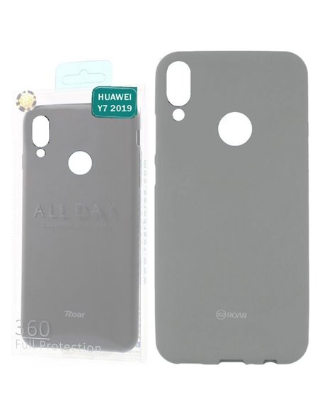 CUSTODIA per HUAWEI Y7 2019, Y7 PRIME 2019, Y7 PRO 2019 IN GEL TPU SILICONE COLORE GRIGIO ALTA QUALITA' ROAR COLORFUL