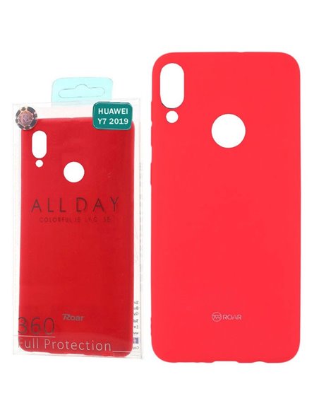 CUSTODIA per HUAWEI Y7 2019, Y7 PRIME 2019, Y7 PRO 2019 IN GEL TPU SILICONE COLORE FUCSIA ALTA QUALITA' ROAR COLORFUL