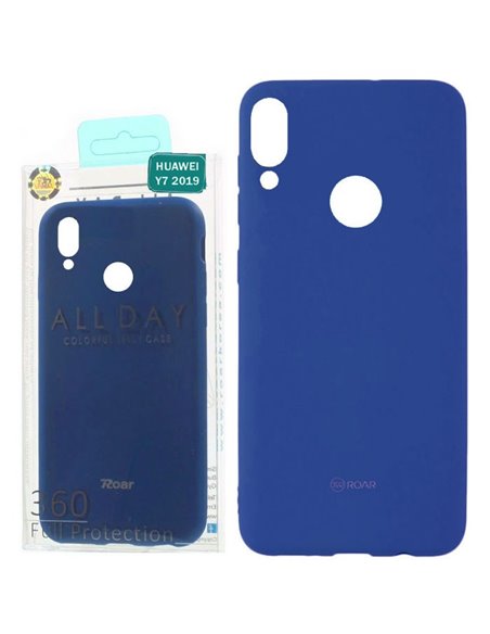 CUSTODIA per HUAWEI Y7 2019, Y7 PRIME 2019, Y7 PRO 2019 IN GEL TPU SILICONE COLORE BLU ALTA QUALITA' ROAR COLORFUL