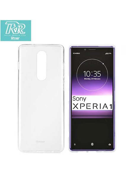 CUSTODIA per SONY XPERIA 1, XPERIA XZ4 IN GEL TPU TRASPARENTE ALTA QUALITA' ROAR COLORFUL BLISTER