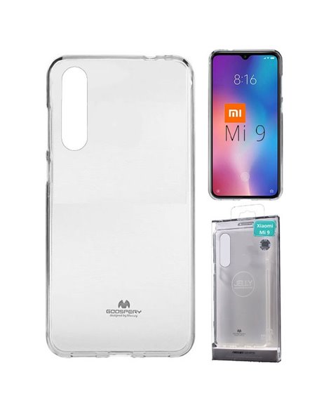 CUSTODIA per XIAOMI MI 9 (6.39') IN GEL TPU SILICONE TRASPARENTE ALTA QUALITA' MERCURY BLISTER