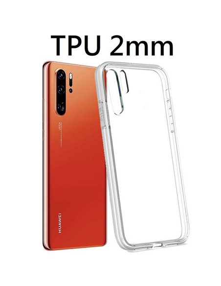 CUSTODIA per HUAWEI P30 PRO, P30 PRO NEW EDITION - IN GEL TPU SILICONE 2mm TRASPARENTE CON CORNICE BIANCO OPACO