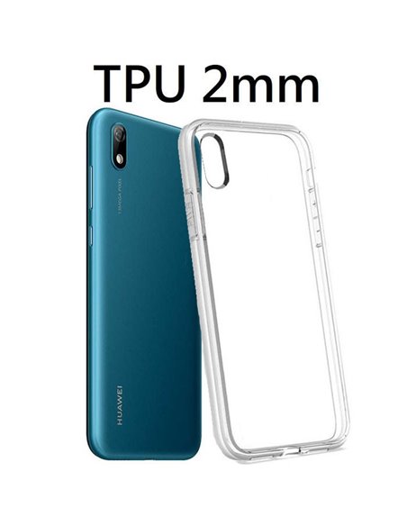 CUSTODIA per HUAWEI Y5 2019, HONOR 8S IN GEL TPU SILICONE 2mm TRASPARENTE CON CORNICE BIANCO OPACO