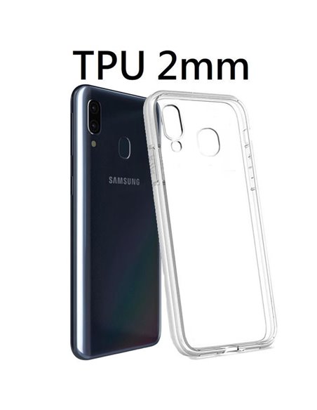 CUSTODIA per SAMSUNG GALAXY A40 (SM-A405) IN GEL TPU SILICONE 2mm TRASPARENTE CON CORNICE BIANCO OPACO