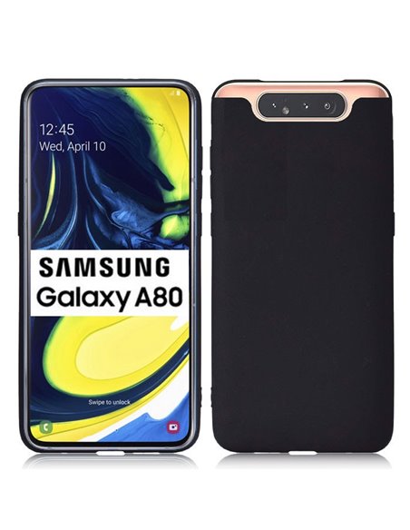 CUSTODIA per SAMSUNG GALAXY A80 (SM-A805), A90 IN GEL TPU SILICONE SLIM COLORE NERO SATINATO