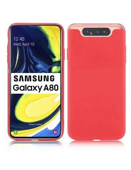 CUSTODIA per SAMSUNG GALAXY A80 (SM-A805), A90 IN GEL TPU SILICONE SLIM COLORE ROSSO SATINATO