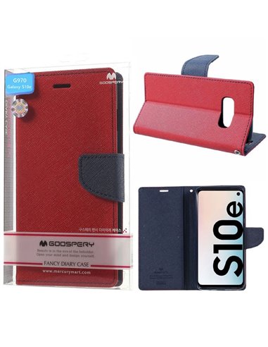 CUSTODIA per SAMSUNG GALAXY S10e (SM-G970) - FLIP ORIZZONTALE CON STAND E INTERNO IN TPU SILICONE COLORE ROSSO ALTA QUALITA'